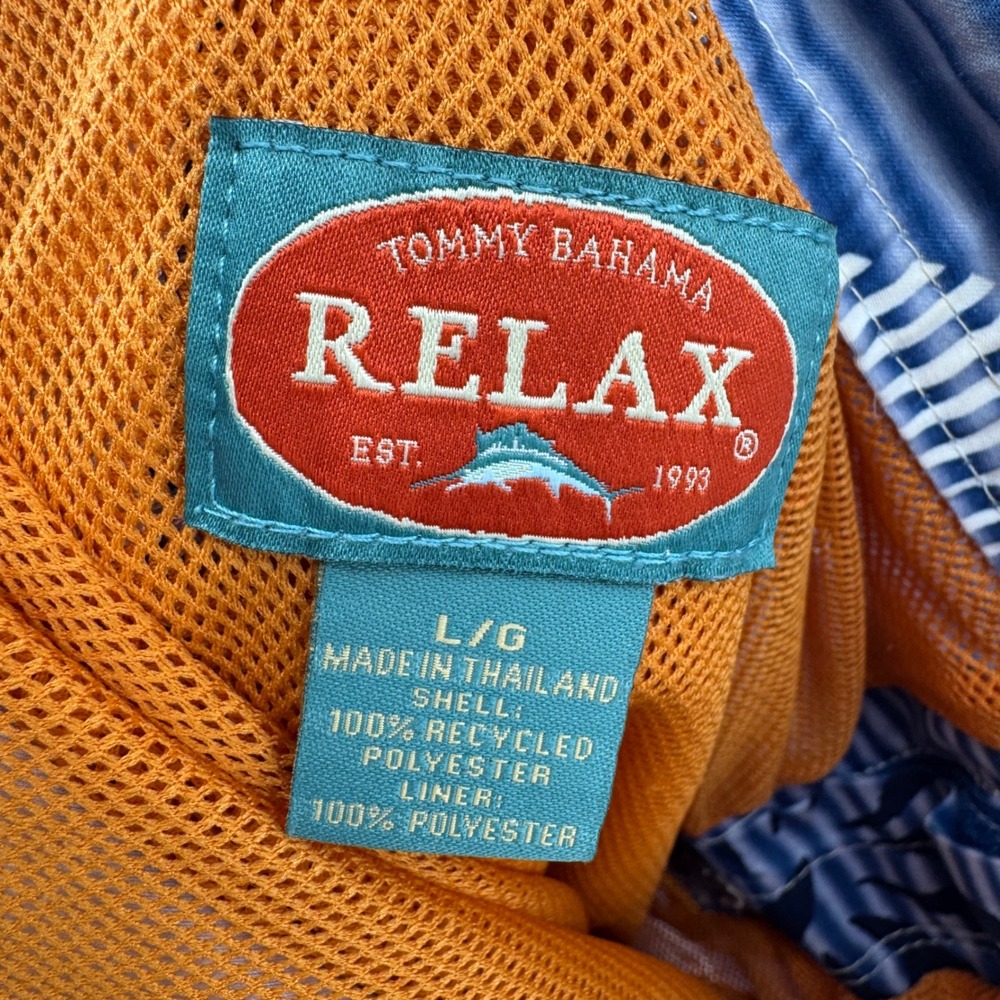 Tommy Bahama Relax Shorts Mens Large Blue Floral Board Shorts Swim Trunks Linned - Picture 8 of 8